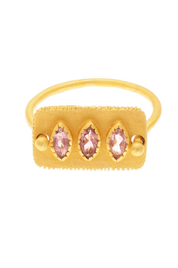 Rubyteva Faceted Pink Tourmaline Gold Plate Ring - Size 7