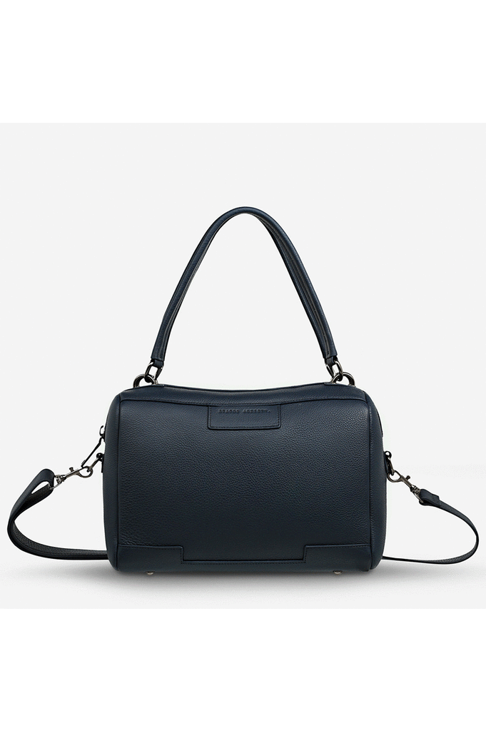 Status Anxiety Don't Ask Leather Bag Navy Blue S.C Interiors