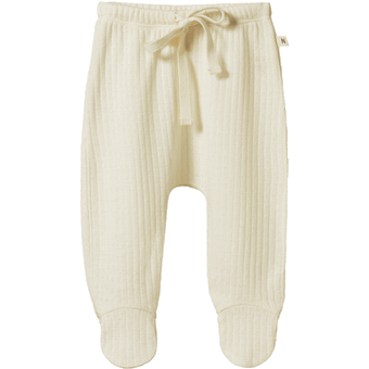 Nature Baby Merino Footed Rompers Pointelle - Natural