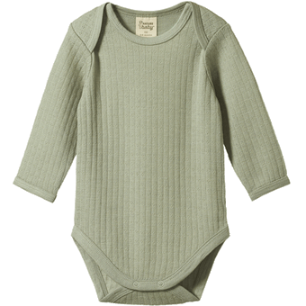 Nature Baby Merino L/S Bodysuit Pointelle - Seedling