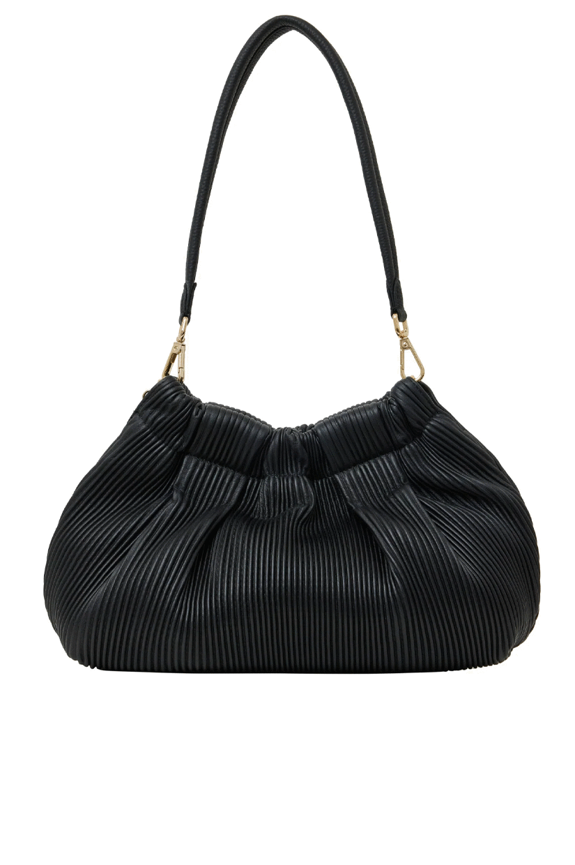 Saben Alya Shoulder Bag Black Licorice Pleat