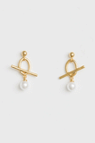 Stella + Gemma Gold Pearl W/Fob Earrings
