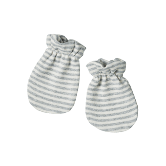 Nature Baby Cotton Newborn Mittens - Grey Marl Stripe