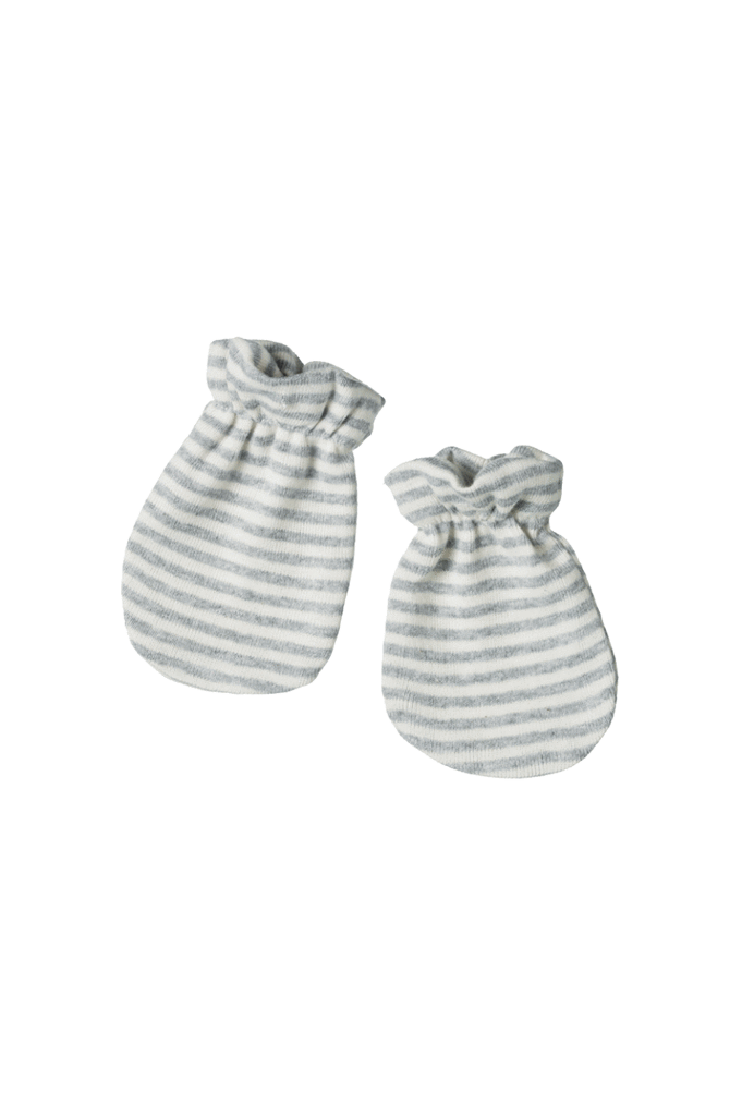 Nature Baby Cotton Newborn Mittens - Grey Marl Stripe