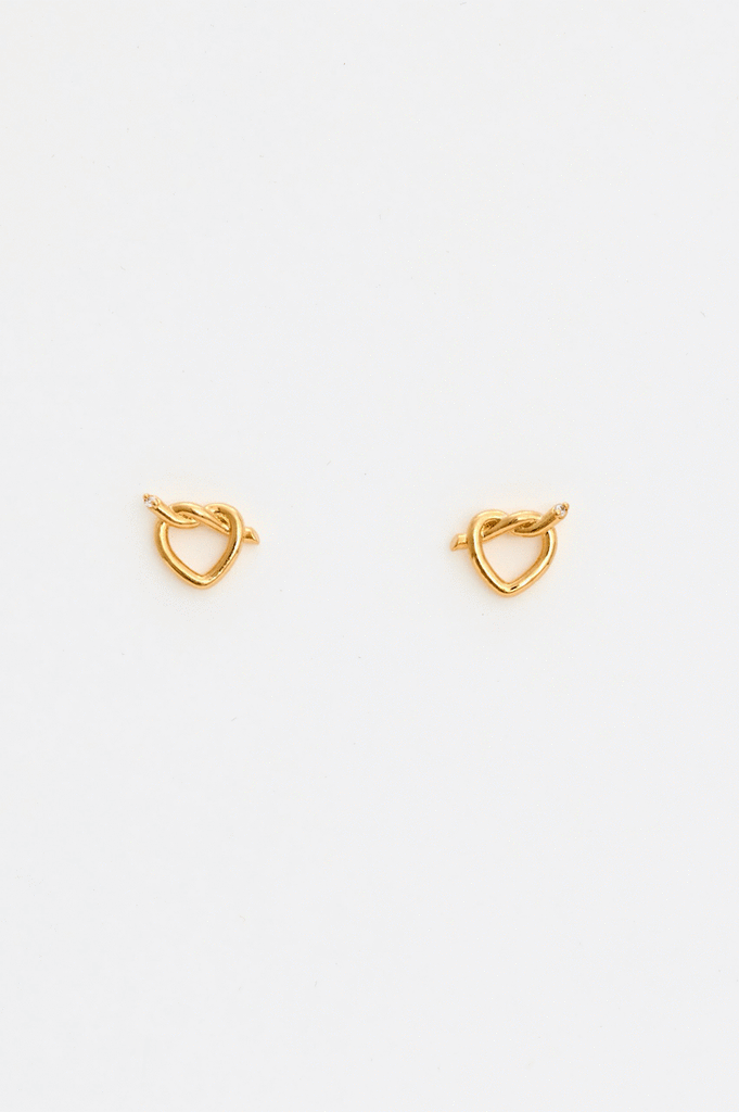 Stella + Gemma Gold Knotted Heart Earrings