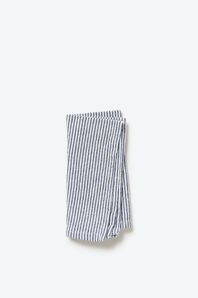 Citta Stripe Washed Cotton Napkin - Navy 45x45cm