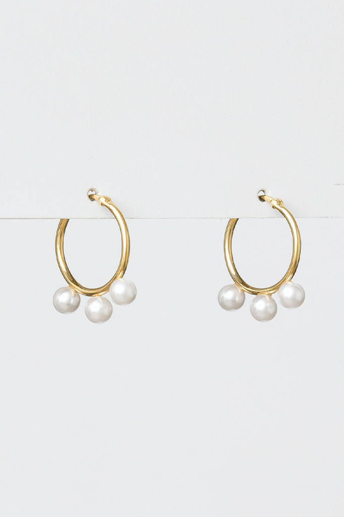 Stella + Gemma Gold Hoop Of Pearls Earrings