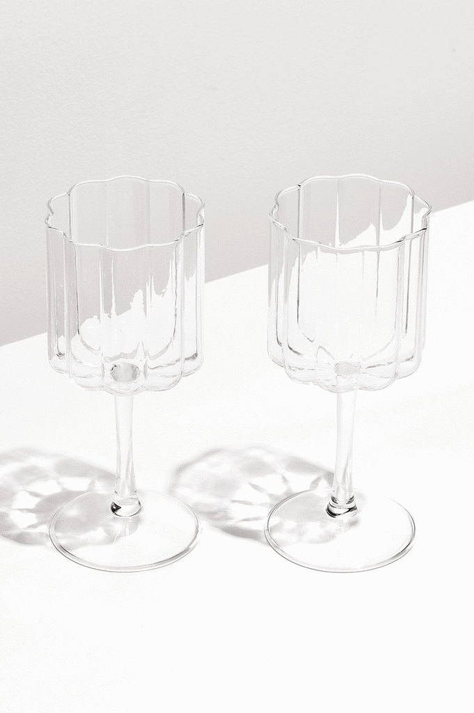 Fazeek Wave Wine Glass - Clear Set of 2