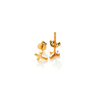 Stolen Girlfriend Tiny Stolen Cross Earrings - Yellow Gold Plated