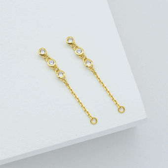 Linda Tahija Trilogy Satellite Chain Earrings - White Topaz