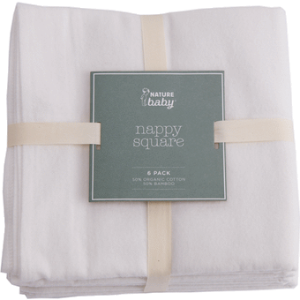 Nature Baby Organic Nappy Square 6 Pack One Size - Natural