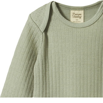 Nature Baby Merino L/S Bodysuit Pointelle - Seedling