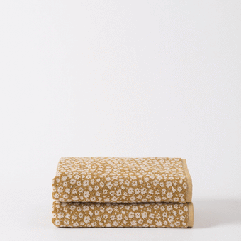 Citta Forget Me Not Organic Cotton Bath Towel - Citron/Nougat  80x150cm