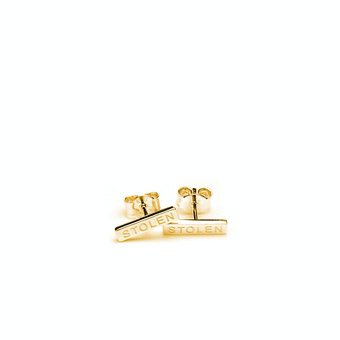 Stolen Girlfriend Tiny Stolen Bar Earrings - Yellow Gold Plated