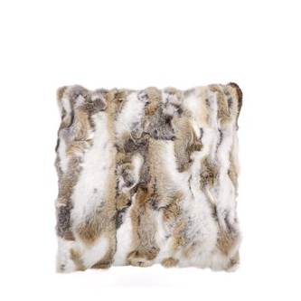 Arctic Rabbit Cushion  Patched Cover - Natural 50cm(H) x 50cm(W)