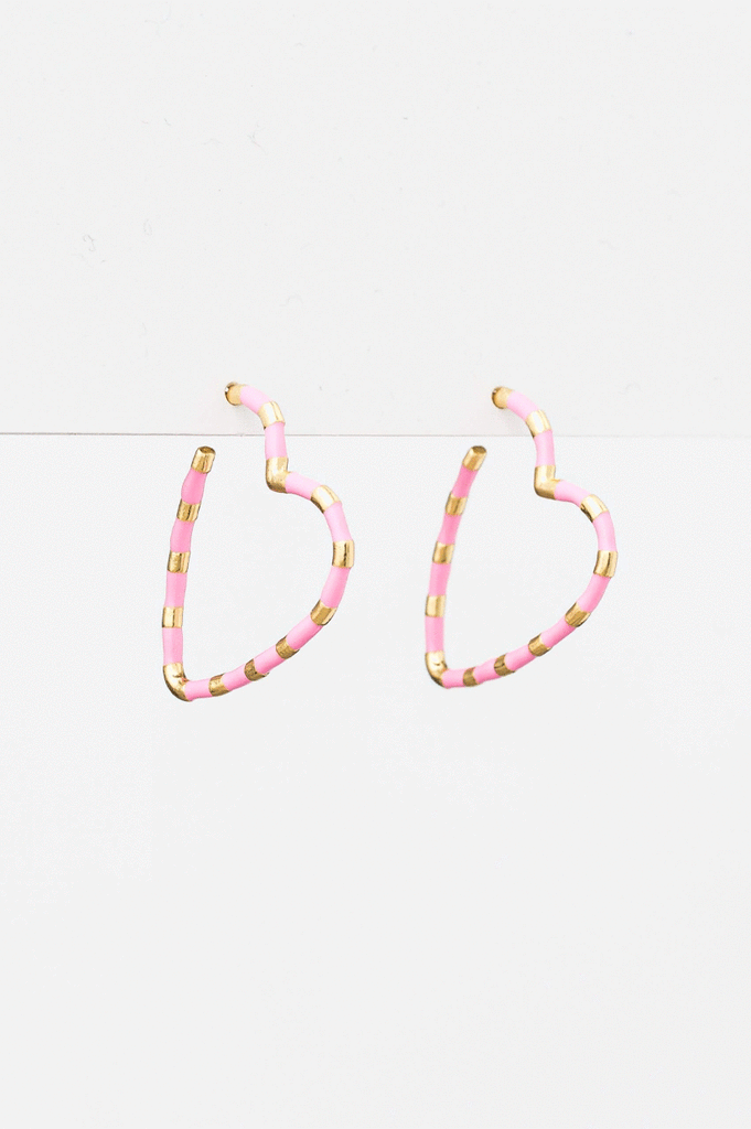 Stella + Gemma Heart Earrings Pink/Gold