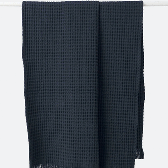 Citta Waffle Organic Cotton Beach Towel - Navy 90x150cm
