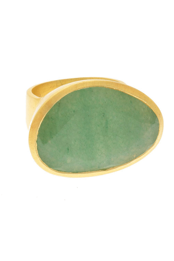 Rubyteva Design Green Aventurine Pebble Ring