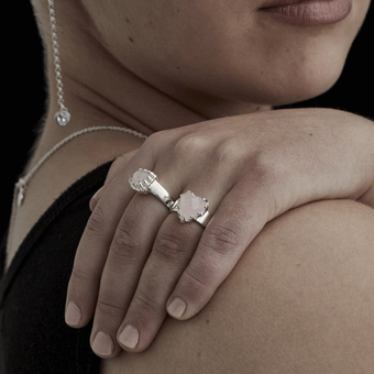 Stolen Girlfriend Love Claw Ring - Rose Quartz